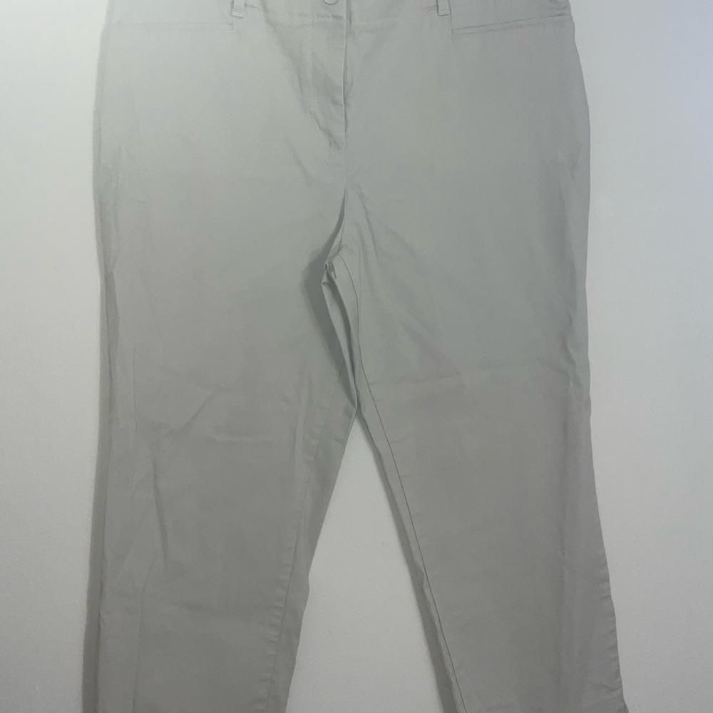 Talbots Petites Women's Cotton Stretch Jeans Cropped Size 12P Light Khaki/Beige - Picture 2 of 7
